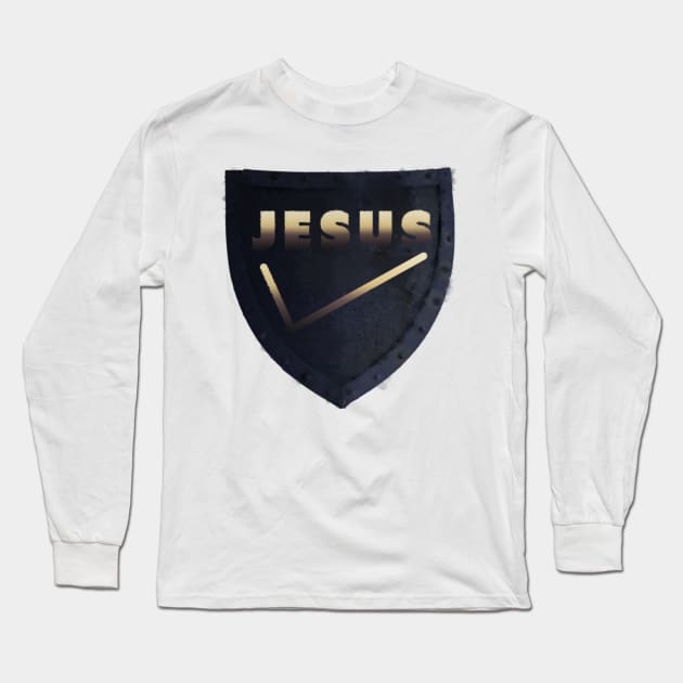 Jesus Shield Long Sleeve T-Shirt by artist369